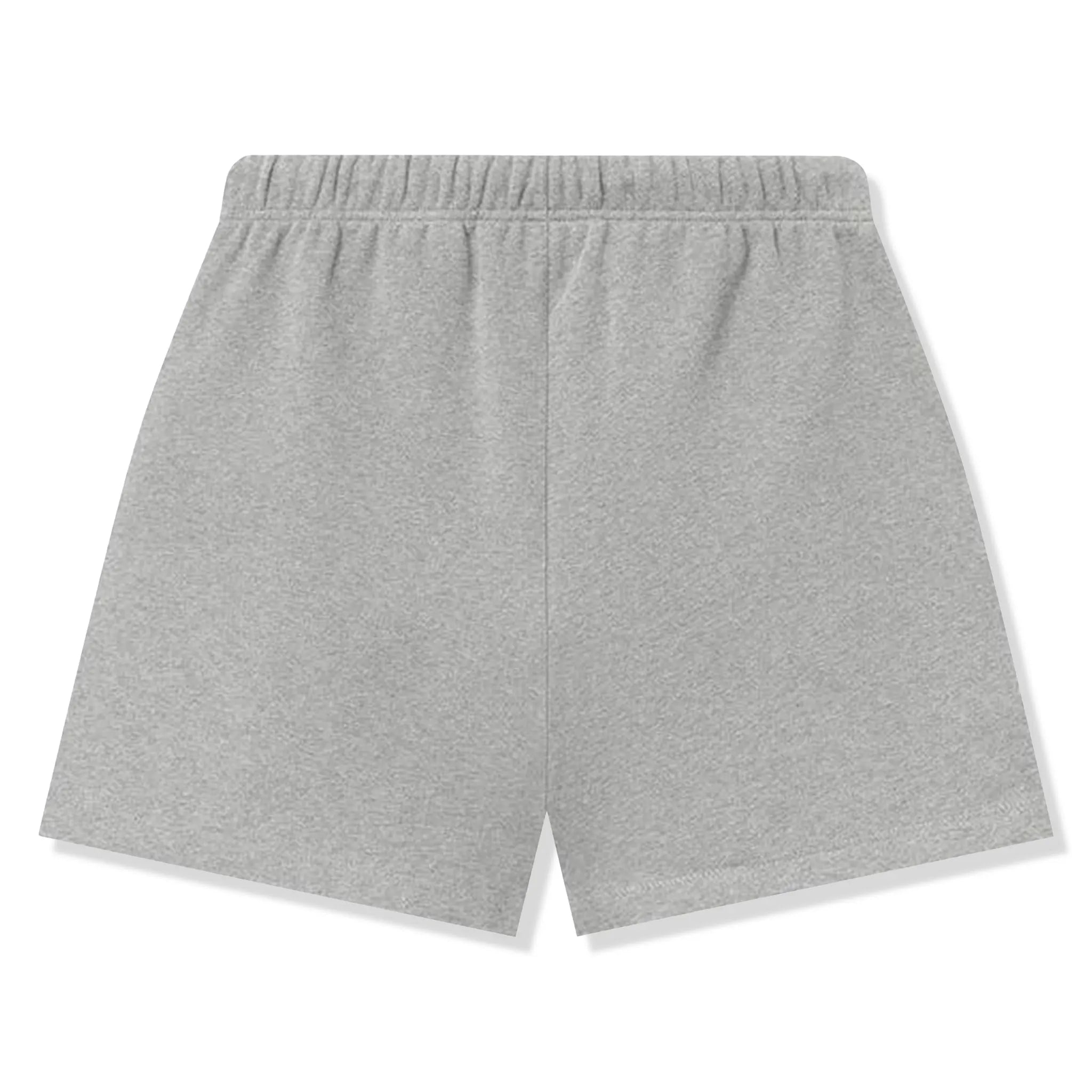 Back View of Fear Of God Essentials Classic Fleece Concrete Heather Shorts (FW25)